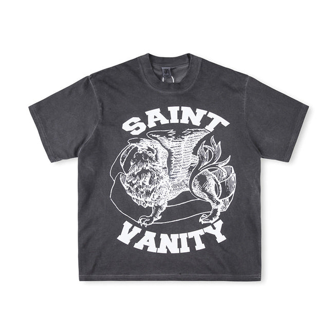 SAINT VANITY Winged Creature Graphic Short-Sleeve T-Shirt - Dark Grey Hover Image