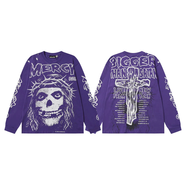 Hellstar Purple Skull Mercy Graphic Long Sleeve Tee Hover Image