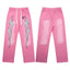 Hellstar Pink Flame Graphic Flared Sweatpants