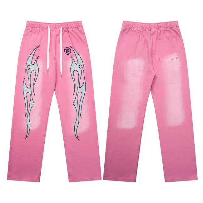 Hellstar Pink Flame Graphic Flared Sweatpants Hover Image