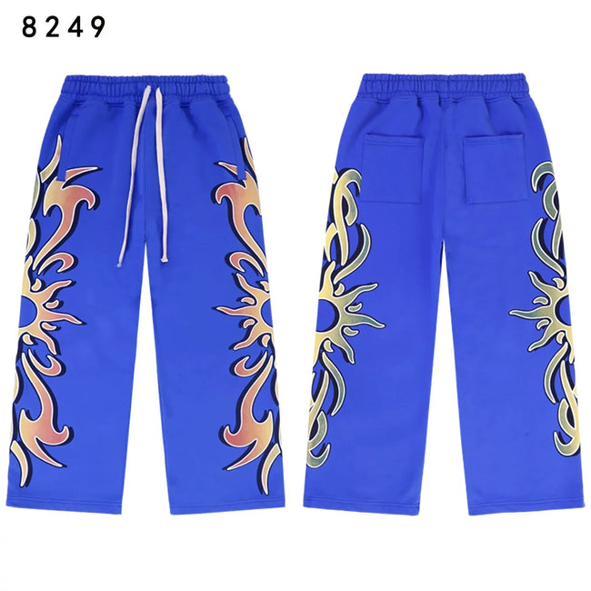 Valleydream Bright Blue Tribal Flame Graphic Baggy Sweatpants Hover Image