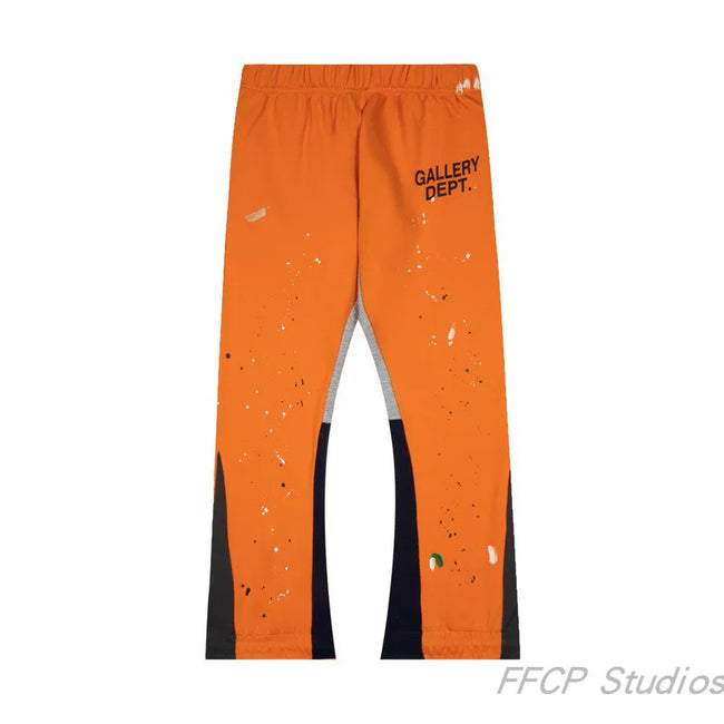 Gallery Dept. Paint Splatter Contrast Panel Sweatpants - Orange Hover Image