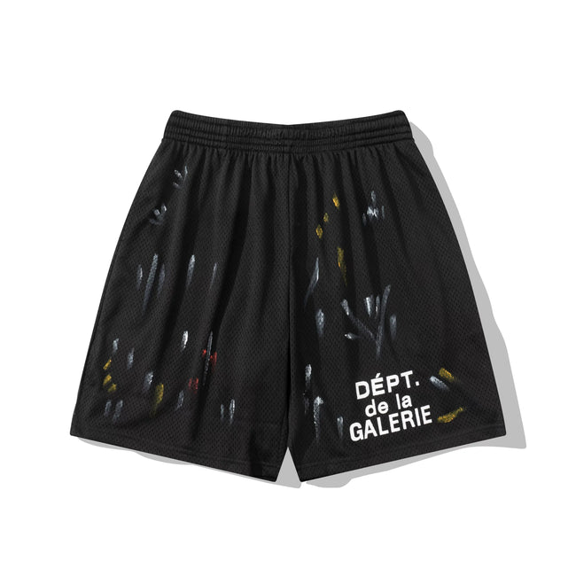 Gallery Dept. Mesh Paint Splatter Athletic Shorts - Black Hover Image