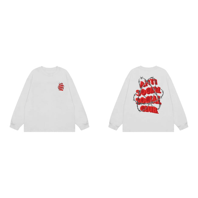 Anti Social Social Club Barbed Wire Red Logo Long Sleeve T-Shirt - White Hover Image