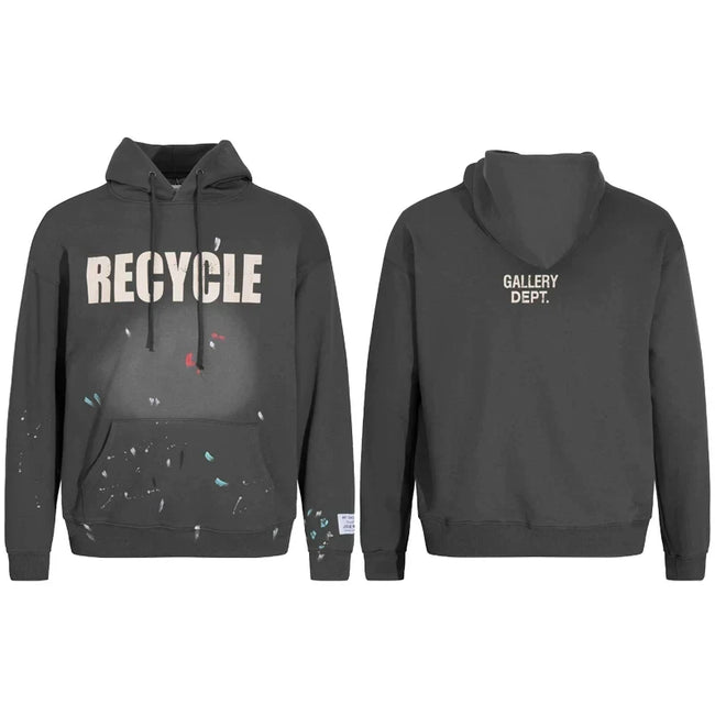 Gallery Dept RECYCLE Print Charcoal Hoodie Hover Image