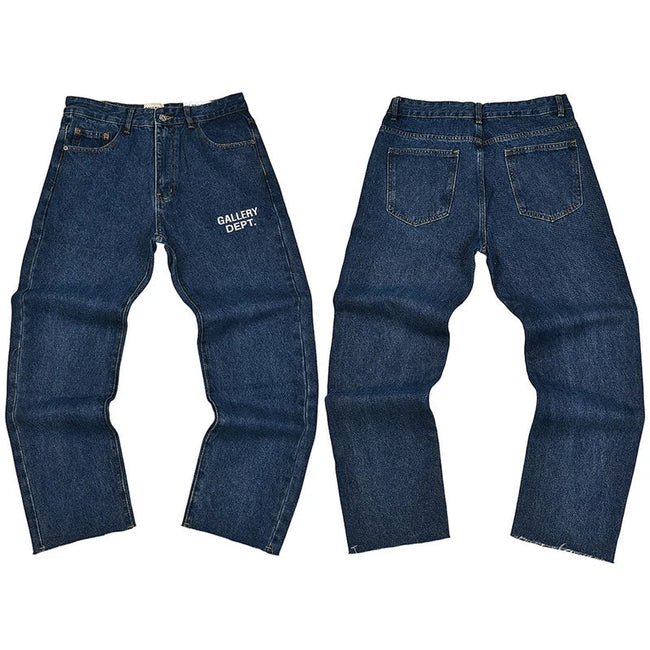 Gallery Dept. Logo Print Dark Blue Denim Jeans Hover Image