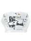 Valley Vintage Photo‑Print Waffle‑Knit Long‑Sleeve Top, Unisex White Y2K Streetwear Shirt