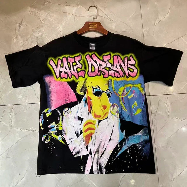 Valleydream Black Colorful Pop Art Figure Vintage T-Shirt Hover Image