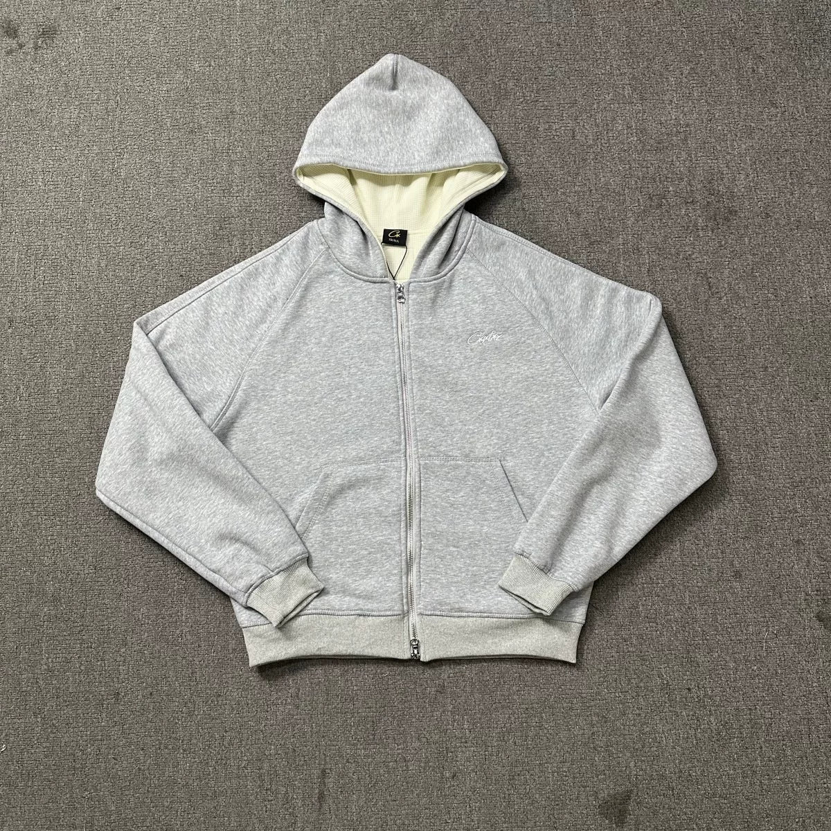Grey Zip-Up Hoodie | Minimalist Streetwear Hoodie with Contrast Hood Detail
