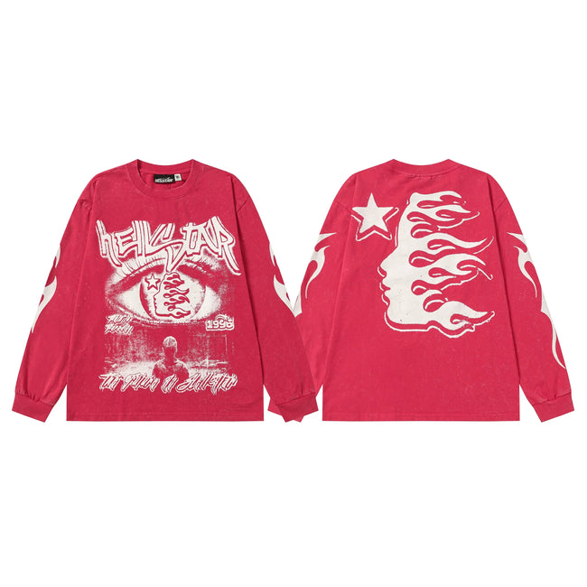 Hellstar Red Eye Flame Portrait Long Sleeve Tee Hover Image
