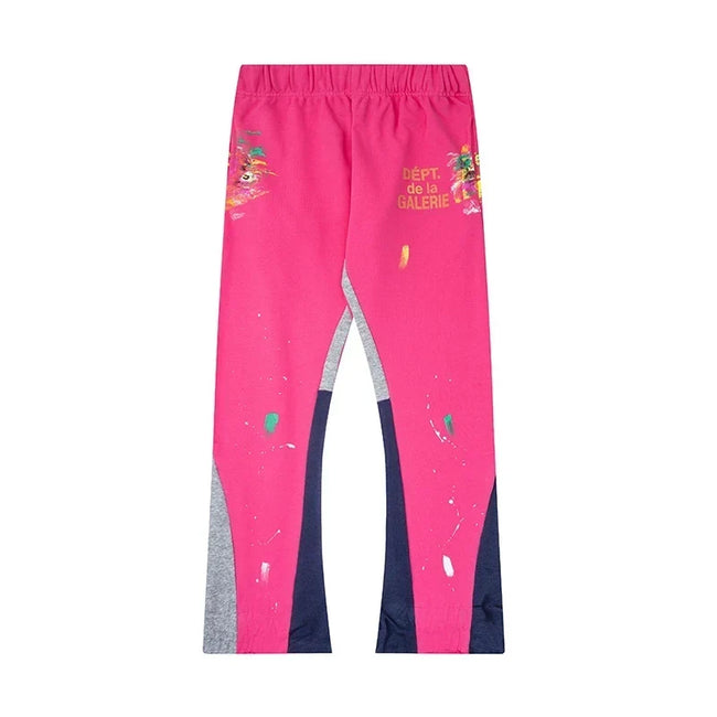Gallery Dept. "DEPT. de la GALERIE" Paint Splatter Contrast Panel Sweatpants - Fuchsia Hover Image