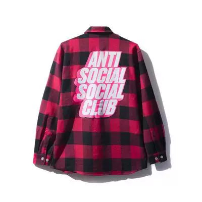 Anti Social Social Club Plaid Flannel Shirt - Red/Pink Hover Image