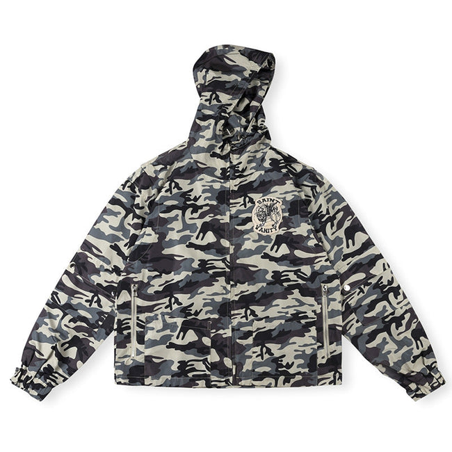 Saint Vanity Camouflage Zip Work Jacket - Grey/Black Hover Image
