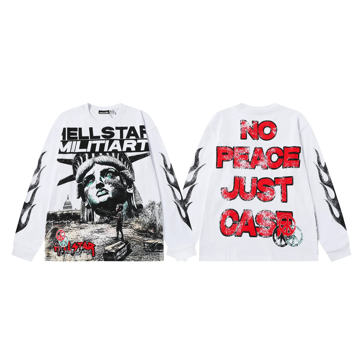 Hellstar White Statue Print Long Sleeve Shirt