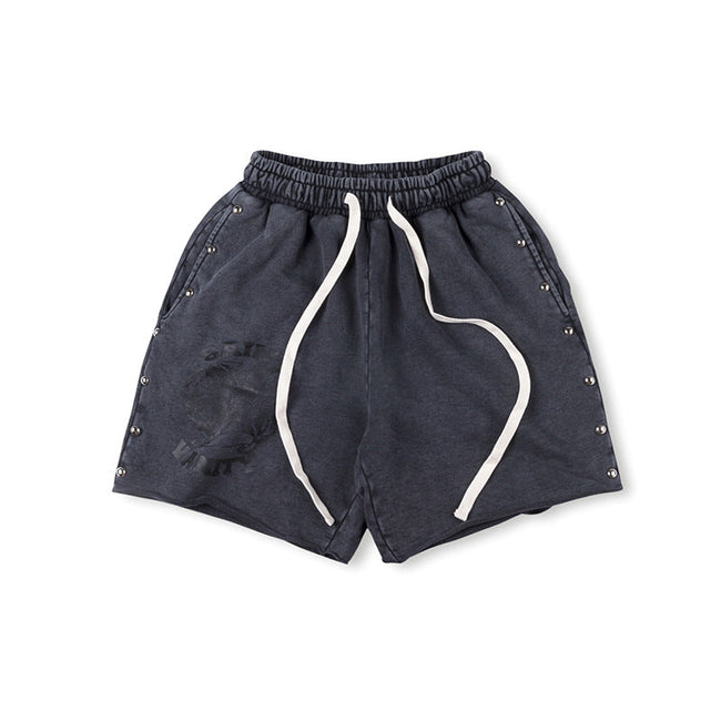 SAINT VANITY Vintage Graphic Casual Shorts - Charcoal / Vintage Wash Hover Image