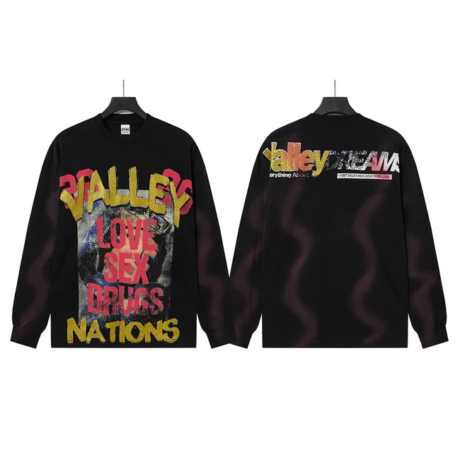 VALLEYDREAM Black Colorful Lettering Vintage Long Sleeve Tee Hover Image