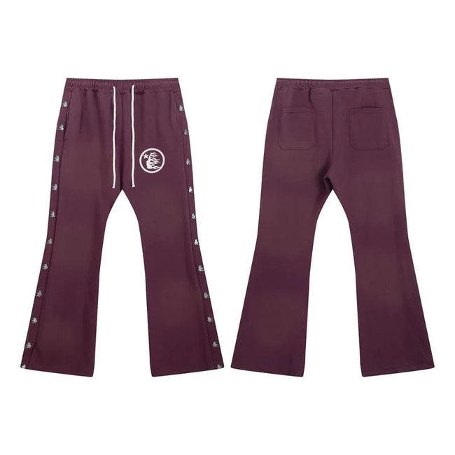 Hellstar Burgundy Side Snap Flare Pants Hover Image