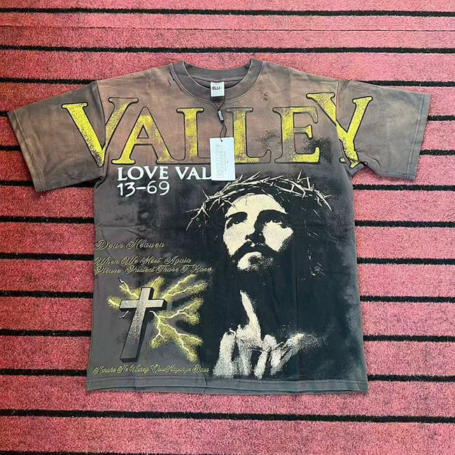 Valleydream Brown Washed Religious Portrait Cross Vintage T-Shirt Hover Image