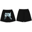 Revenge Ice Blue Skeleton Gothic Logo Mesh Shorts - Black