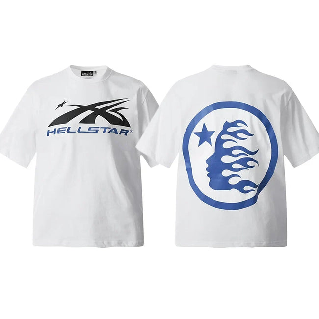 Hellstar White Blue Logo Portrait Graphic Tee Hover Image