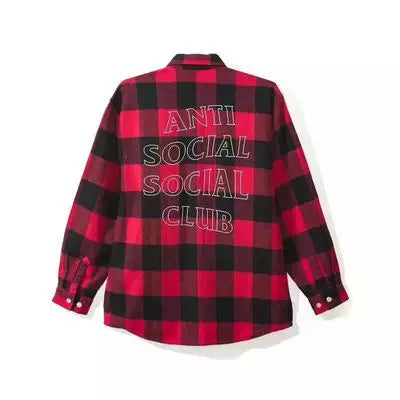 Anti Social Social Club Plaid Flannel Shirt - Red/Black/Outline Hover Image