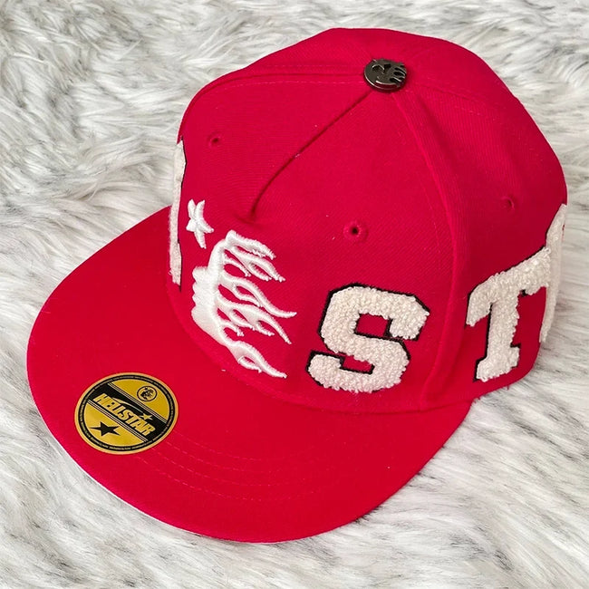 Hellstar Red Chenille Letter Flame Flat Brim Cap Hover Image