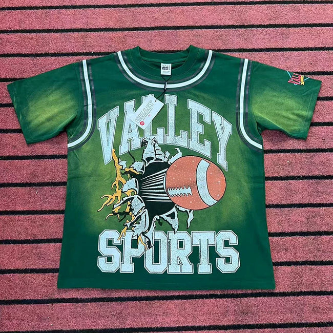 Valleydream Green Striped Collar Valley Football Sports Vintage T-Shirt Hover Image