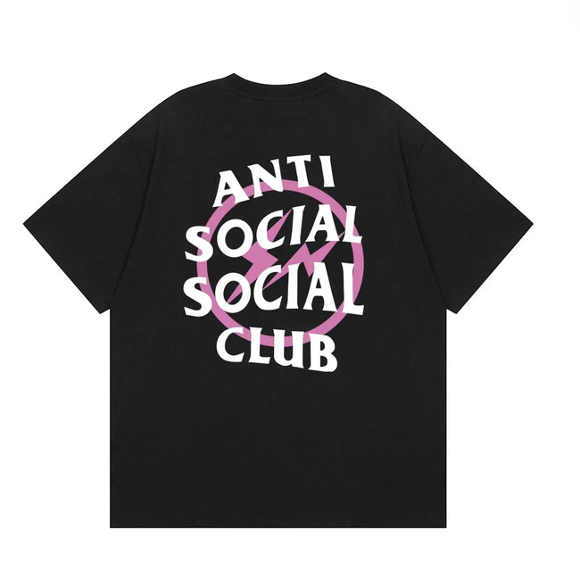 Anti Social Social Club Pink Circle Logo T-Shirt - Black/White Hover Image
