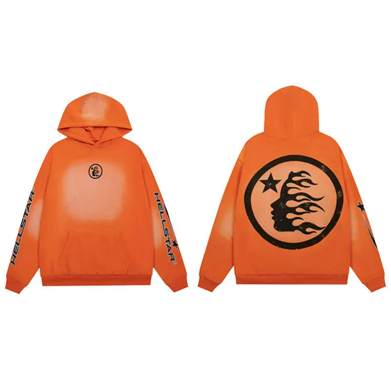Hellstar Orange Star Flame Hoodie
