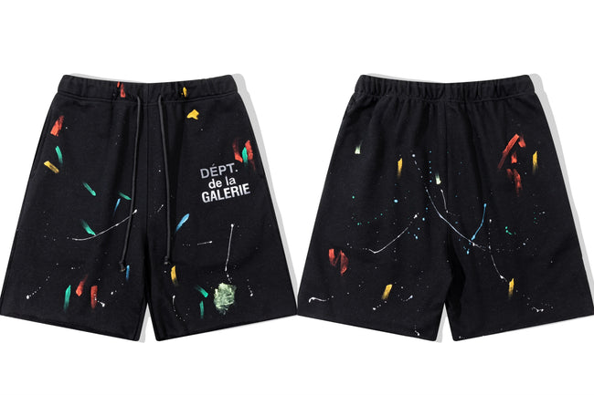 Gallery Dept. Paint Splatter French Terry Shorts - Black Hover Image