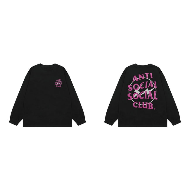 Anti Social Social Club Pink Circle Logo Long Sleeve T-Shirt - Black Hover Image