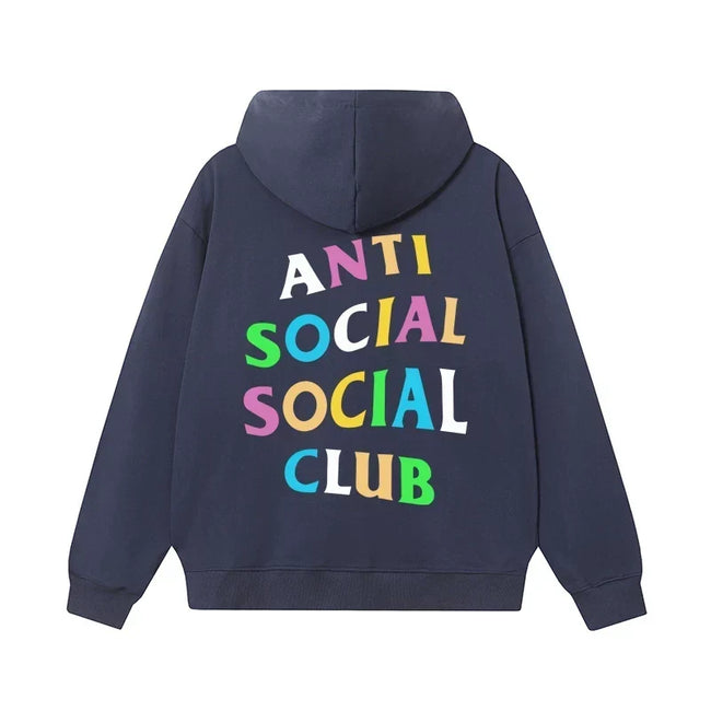 Anti Social Social Club Multi-Color Letters Logo Hoodie - Navy Blue Hover Image