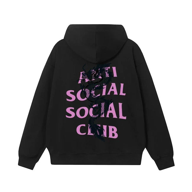 Anti Social Social Club Dragon Pink Logo Hoodie - Black Hover Image