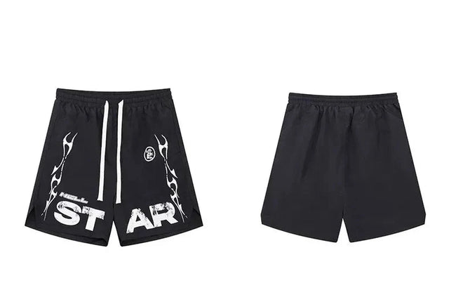 Hellstar Black White Letter Shorts Hover Image