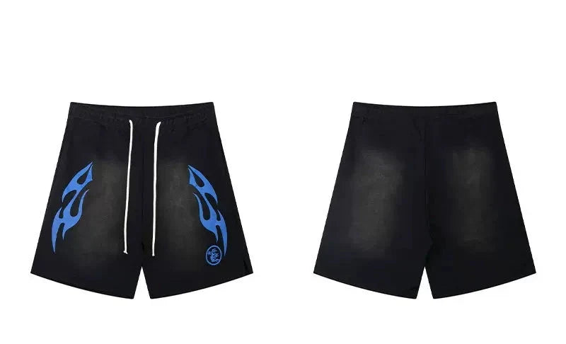 Hellstar Black Blue Flame Shorts