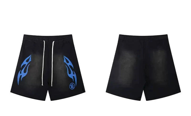Hellstar Black Blue Flame Shorts Hover Image