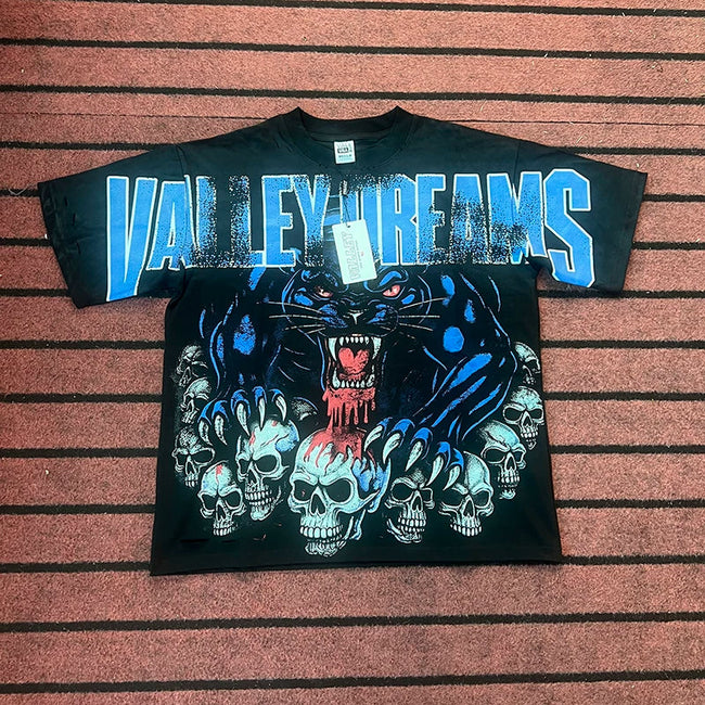 Valleydream Black Blue Panther Skull Valley Dreams Vintage T-Shirt Hover Image