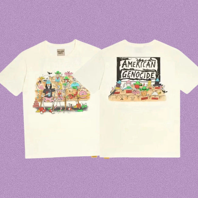 Gallery Dept. American Genocide Graphic Short Sleeve T-Shirt - Cream Hover Image