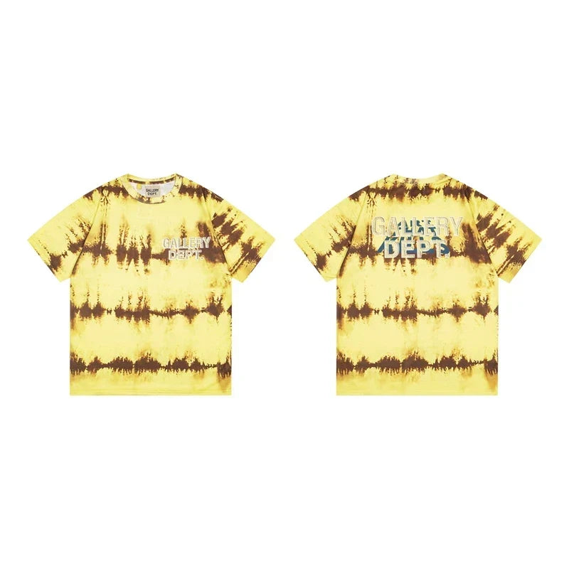 Gallery Dept. Stripe Tie-Dye Short Sleeve T-Shirt - Yellow/Brown