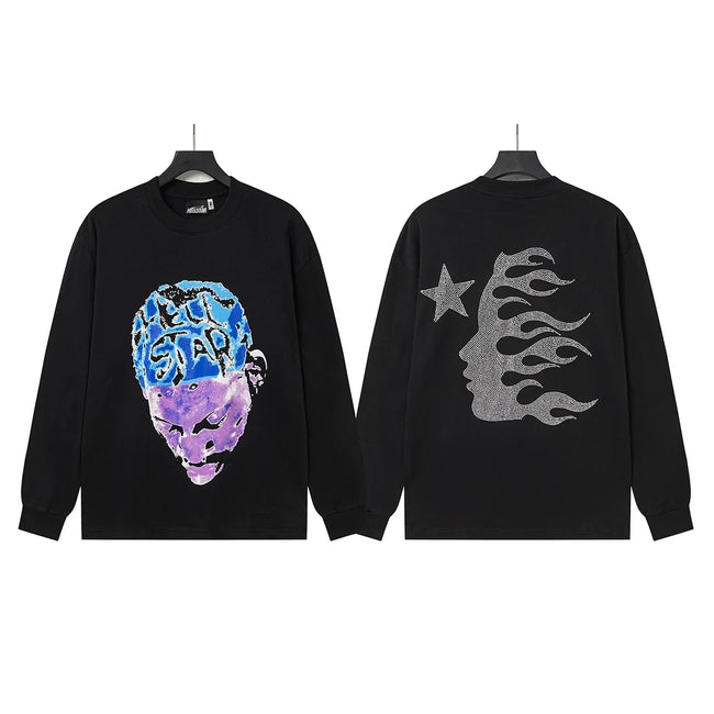 Hellstar Black Colorful Skull Flame Long Sleeve Shirt Hover Image