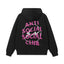 Anti Social Social Club Pink Lightning Circle Logo Hoodie - Black