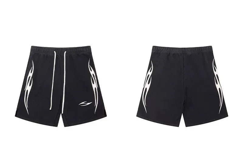Hellstar Black White Flame Shorts