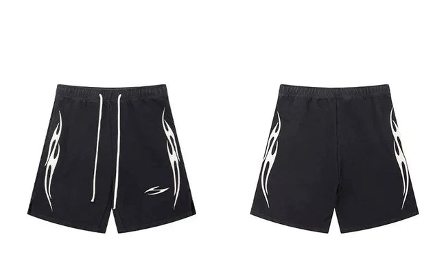 Hellstar Black White Flame Shorts Hover Image