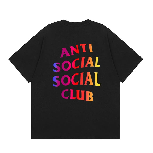 Anti Social Social Club Gradient Rainbow Logo T-Shirt - Black Hover Image