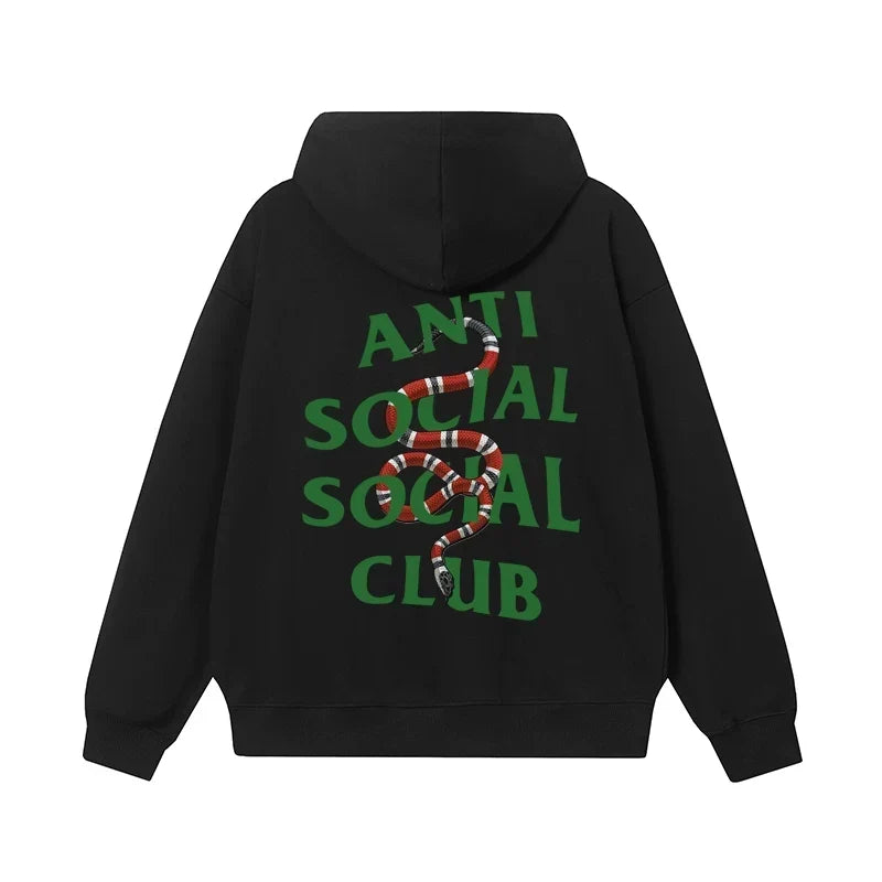 Anti Social Social Club Snake Green Logo Hoodie - Black