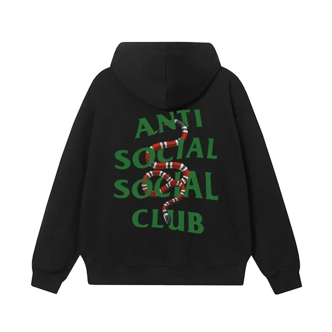 Anti Social Social Club Snake Green Logo Hoodie - Black Hover Image