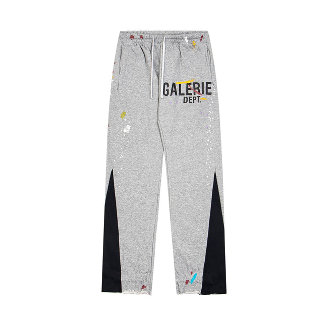 Gallery Dept. "GALERIE DEPT." Logo Paint Splatter Contrast Panel Sweatpants - Heather Grey Hover Image