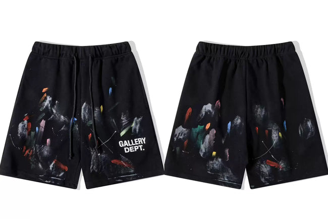 Gallery Dept. Heavy Paint Splatter & Logo French Terry Shorts - Black Hover Image