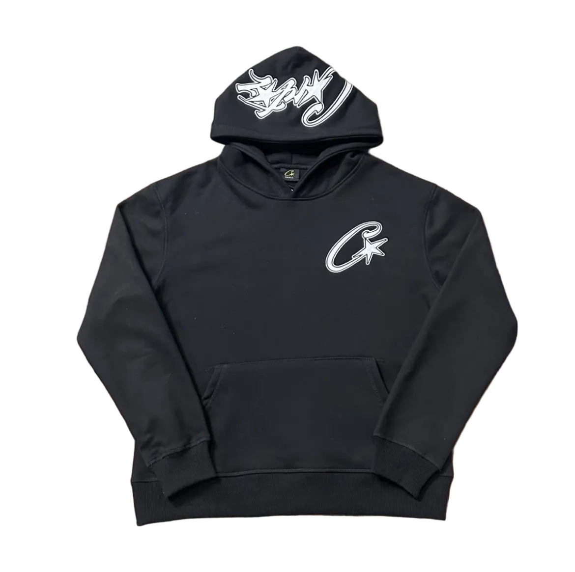 Black Script Logo Hoodie – Oversized Streetwear Pullover Sweatshirt