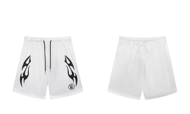 Hellstar White Flame Graphic Shorts Hover Image